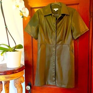 Forest Green Top Shop Faux Leather Dress